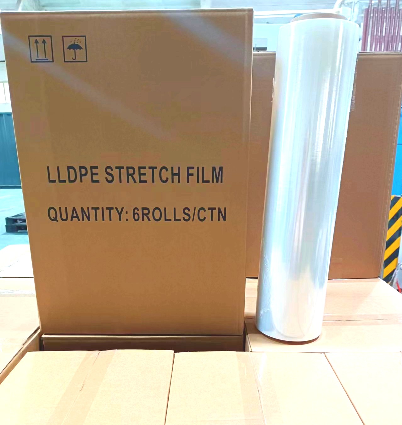 LLDPE transparente y negro 50cmx20micornx2kgs Envoltura para paletas/película estirable/película plástica elástica