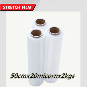 LLDPE transparente y negro 50cmx20micornx2kgs Envoltura para paletas/película estirable/película plástica elástica